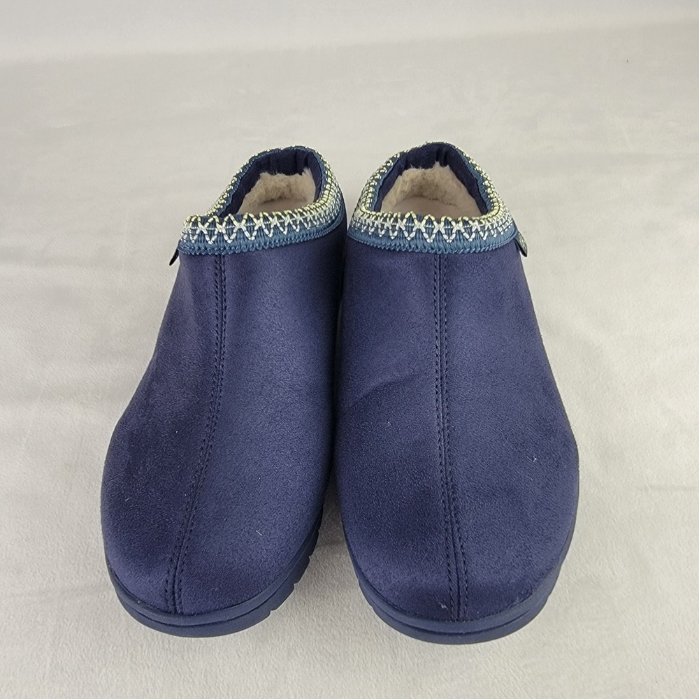 Ryka Stellar Womens Academy Blue Faux Suede Fur Lined Mules Slippers 7.5M NEW - Picture 2 of 7
